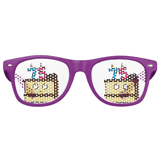 Lunettes De Fête Retro 75e gâteau d'anniversaire avec bougies (Devant)