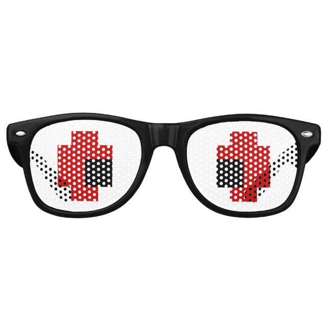 Lunettes De Fête Retro 8 bits Éffrayants yeux rouges (Devant)