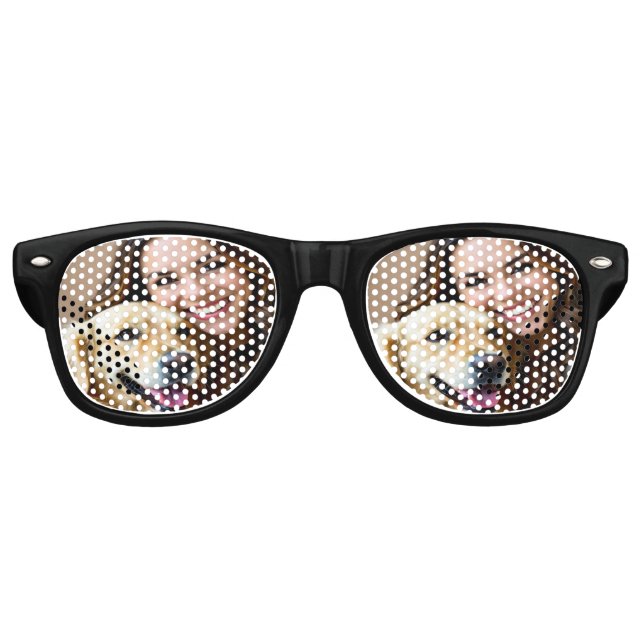 Lunettes De Fête Retro Add Golden Retriever Photo Personalize (Devant)