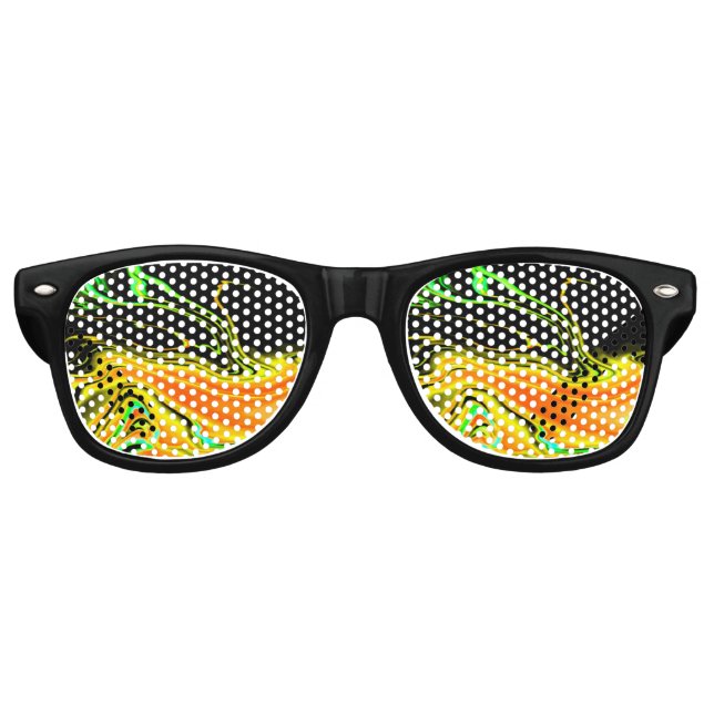 Lunettes De Fête Retro Alien Planète marbré vert orange noir (Devant)