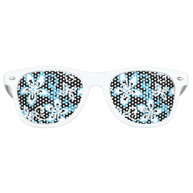 LUNETTES DE FÊTE RETRO ALOHA HAWAII (NOIR/BLEU) (Devant)