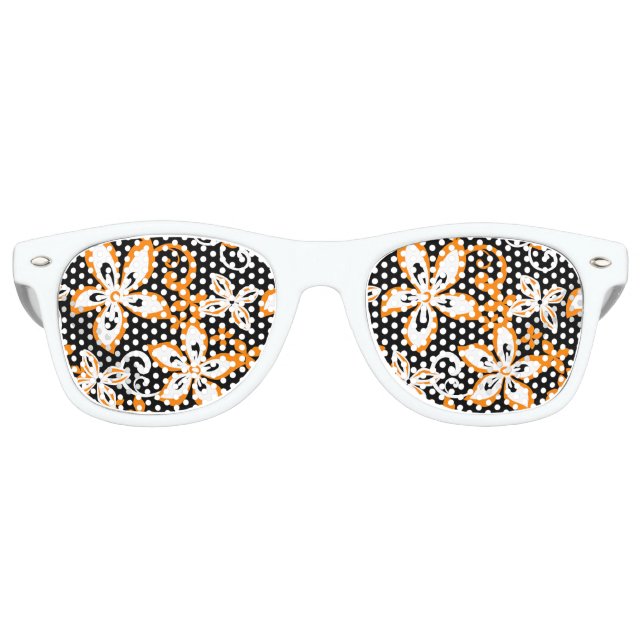 LUNETTES DE FÊTE RETRO ALOHA HAWAII (NOIR/ORANGE) (Devant)