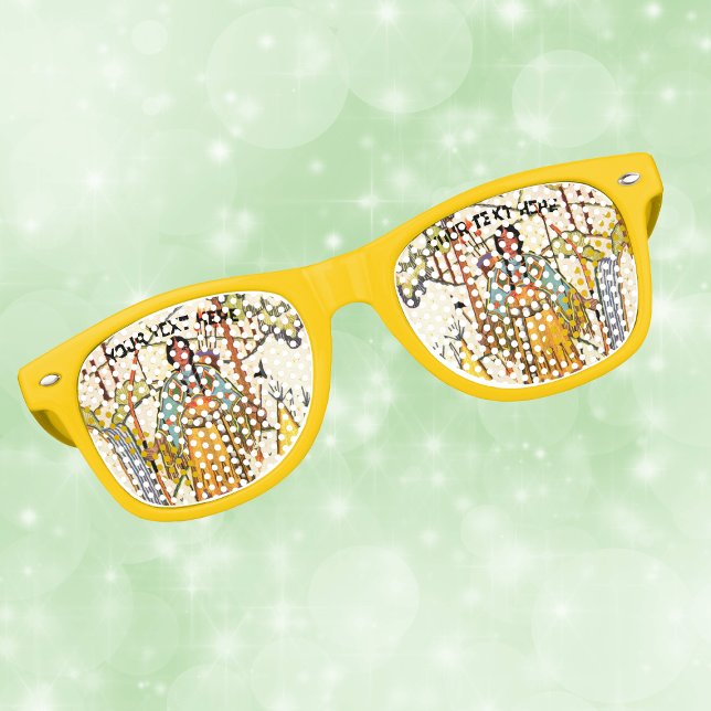 Lunettes De Fête Retro American Indian Woman Bow Arrow à Woods Waterfall (American Indian woman bow arrow in woods waterfall on retro party glasses.)