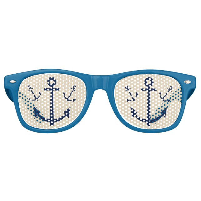Lunettes De Fête Retro Ancre encadrée bleue (Devant)