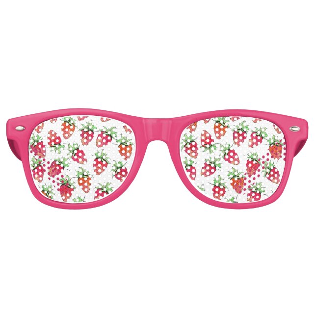 Lunettes De Fête Retro Aquarelle couleur vive Fruits fraises (Devant)