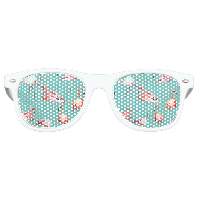 Lunettes De Fête Retro Aquarelle flamingo tropical turquoise motif (Devant)