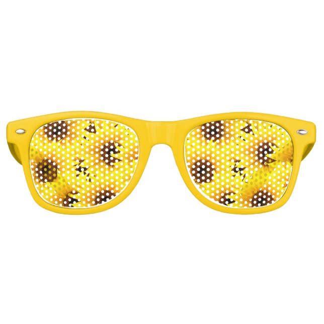Lunettes De Fête Retro Arrière - plan de tournesols (Devant)