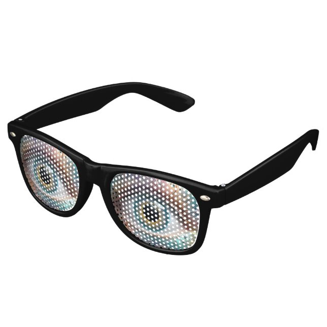 Lunettes De Fête Retro Art fractal à boule oculaire bleue, (Angulaire)