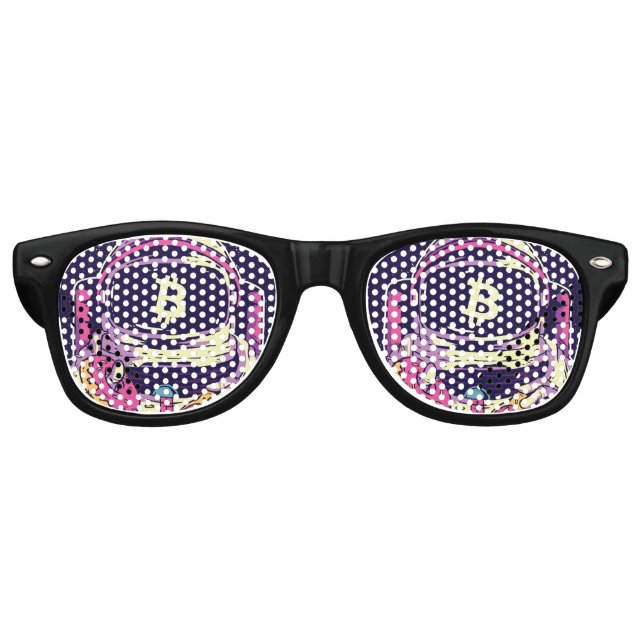 Lunettes De Fête Retro Astronaut BITCOIN-Crypto (Devant)