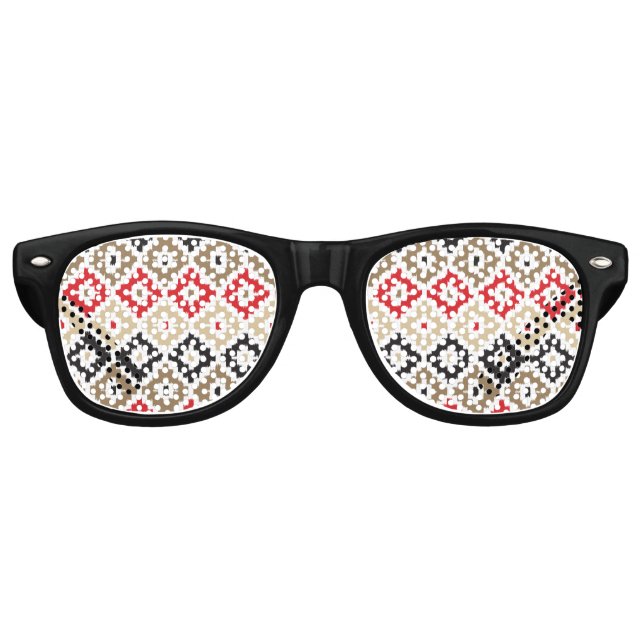 Lunettes De Fête Retro Aztec Tribal Print Ikat Diamond Motif (Devant)