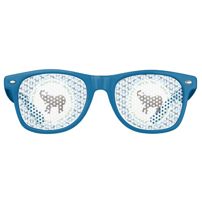 Lunettes De Fête Retro Baby Elephant Bleu clair Anniversaire (Devant)