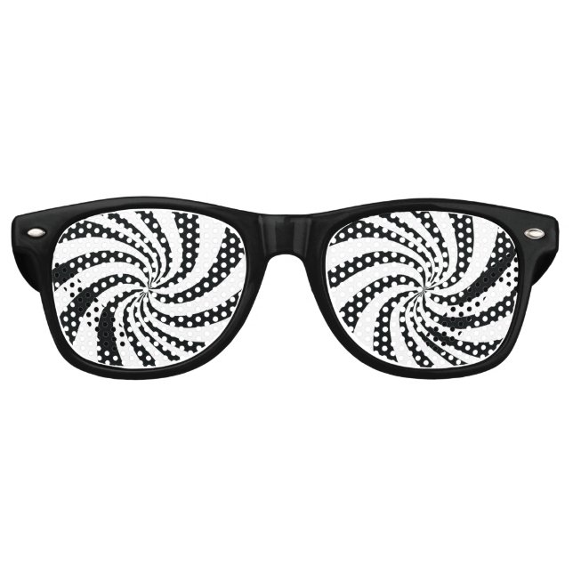 Lunettes De Fête Retro Balayage noir et blanc psychédélique (Devant)