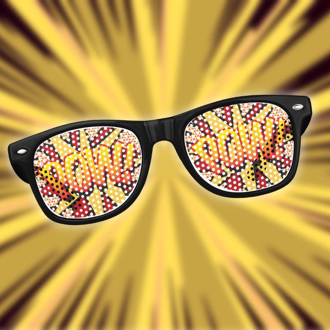 Lunettes De Fête Retro Bande dessinée drôle moderne POW (Funny Modern Comic Book POW Retro Sunglasses)