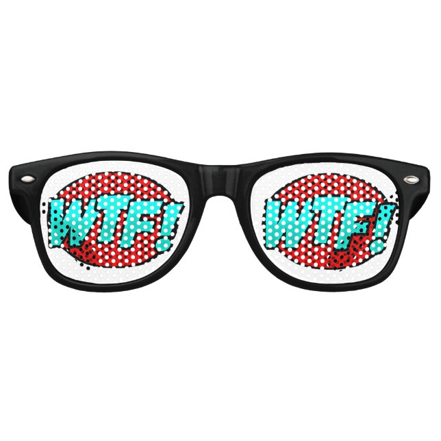 Lunettes De Fête Retro Bande dessinée Pop Art Rouge Bleu WTF Nouveauté Dr (Devant)