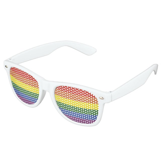 Lunettes De Fête Retro Bandes arc-en-ciel (Angulaire)