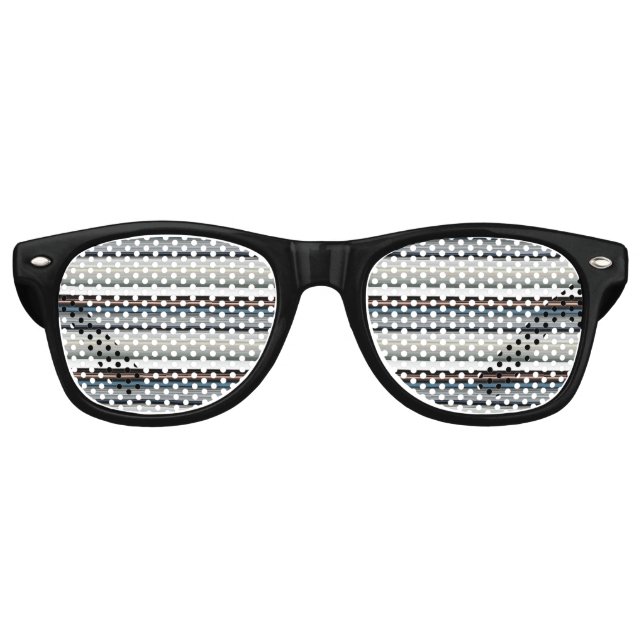 Lunettes De Fête Retro Bandes blanches gris mignonnes (Devant)