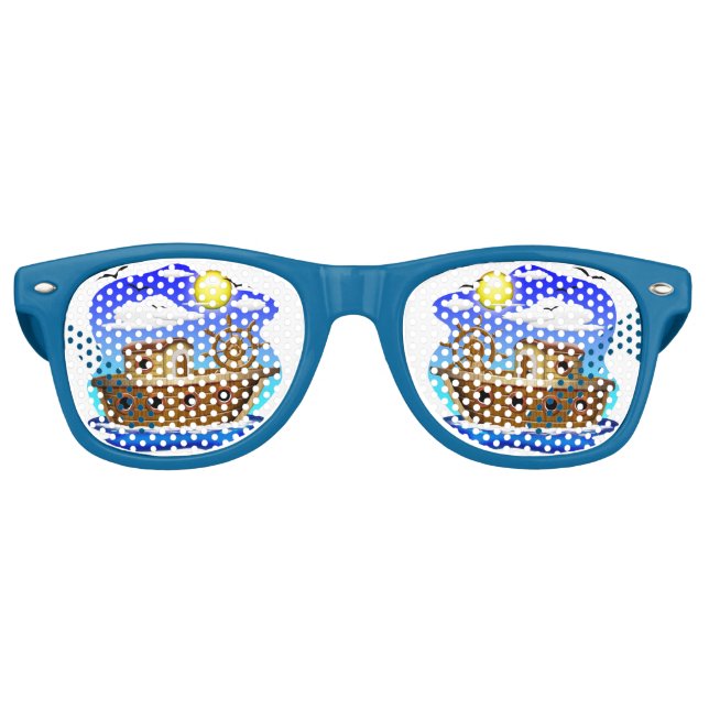 Lunettes De Fête Retro Bateau de pêche dessin animé  (Devant)