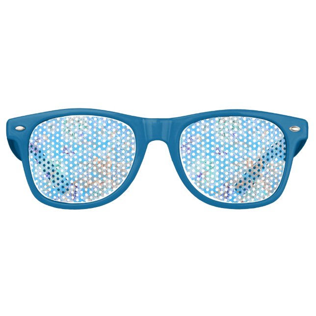 Lunettes De Fête Retro Beau bleu pastel floral (Devant)
