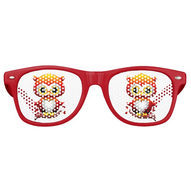 Lunettes De Fête Retro Bébé Chouette Amour Caricature Coeur (Devant)