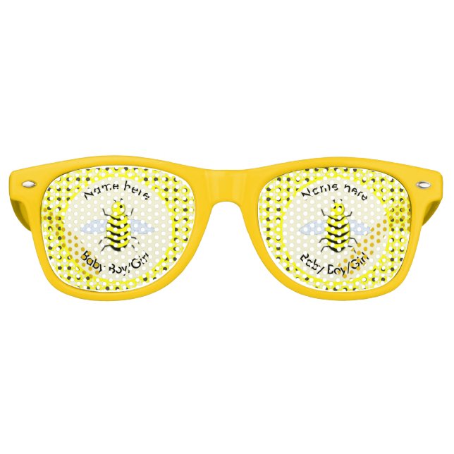 Lunettes De Fête Retro Bébé jaune mignon abeille Genre Révéler Neutre Per (Devant)