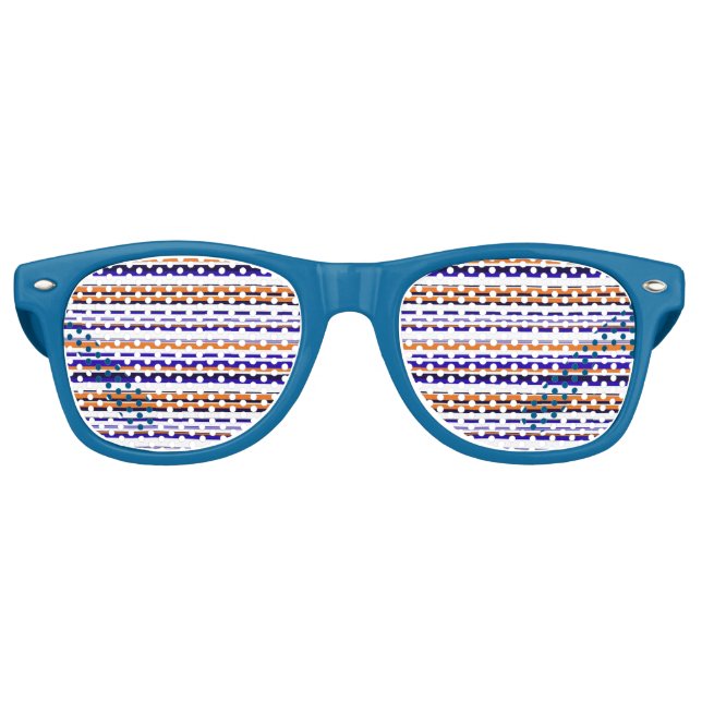 Lunettes De Fête Retro Belles rayures bleues orange (Devant)