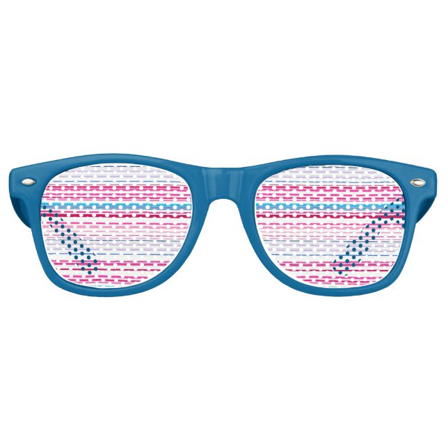 Lunettes De Fête Retro Belles rayures rose bleue (Devant)