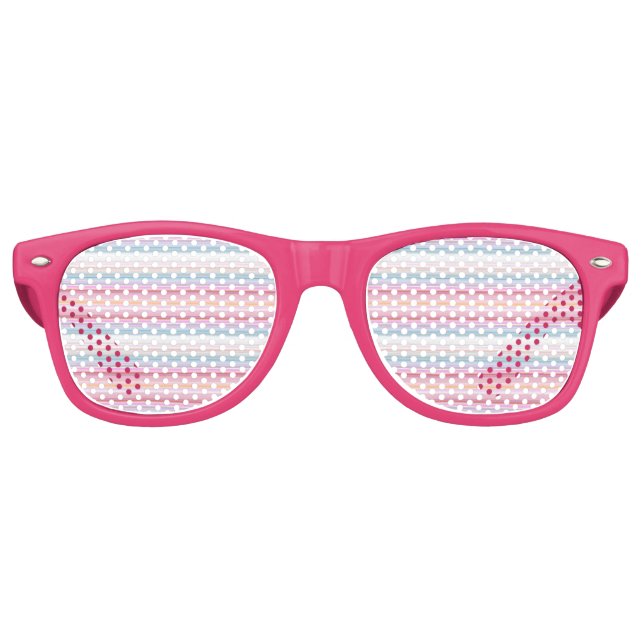 Lunettes De Fête Retro Belles rayures roses blanches (Devant)