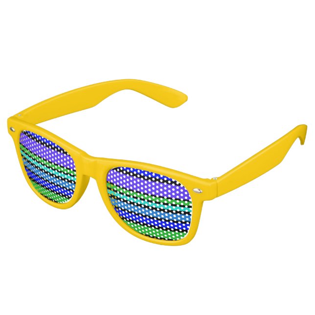Lunettes De Fête Retro BG Stripes Motif couleur IV + votre arrière - plan (Angulaire)