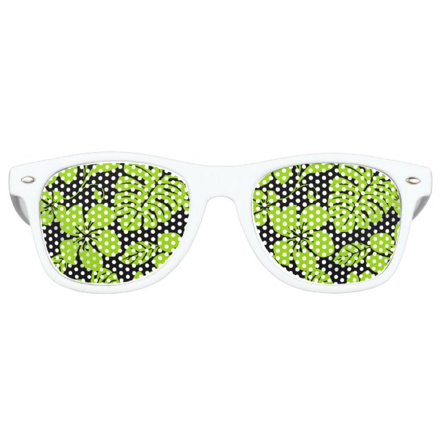 LUNETTES DE FÊTE RETRO BIKINI ROSE (NOIR/LIME) (Devant)