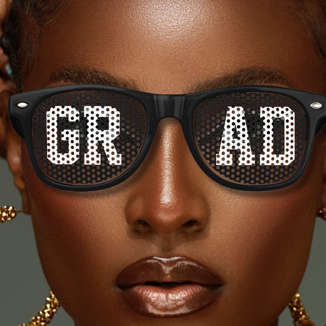 Lunettes De Fête Retro Black Grad College High School (black and white grad graduation retro sunglasses)