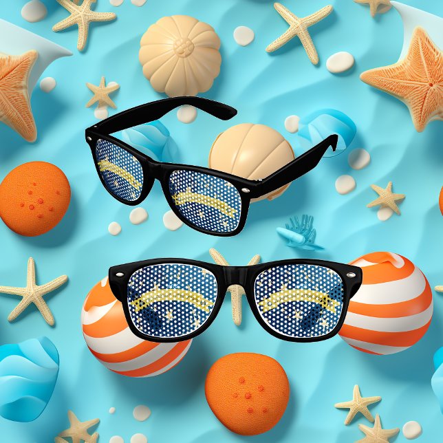 Lunettes De Fête Retro Bleu étincelant Nouvel An doré foncé étoile (Blue Sparkling New Year Golden Dark Starry Night Retro Sunglasses)