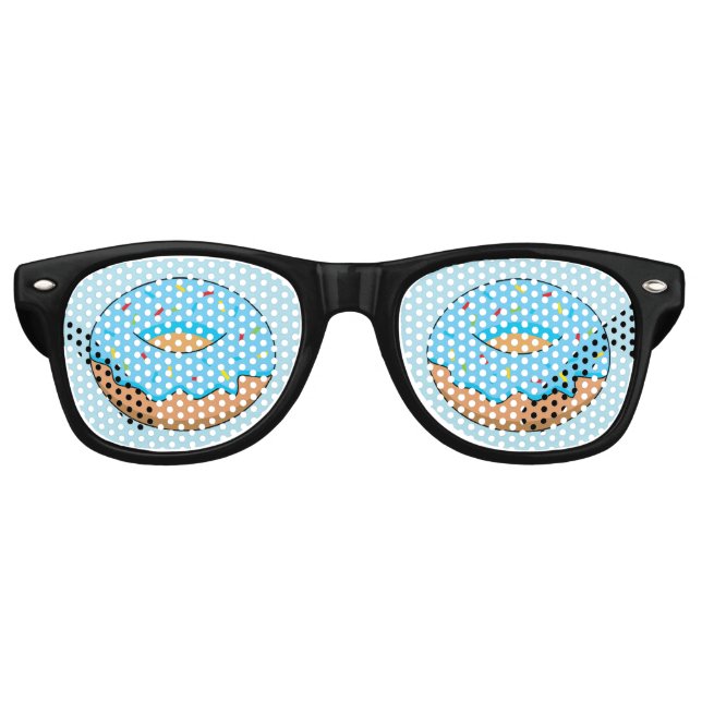 Lunettes De Fête Retro Bleu givré avec dessin à arroser (Devant)