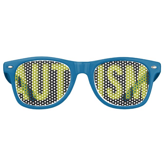 Lunettes De Fête Retro Bleu Sensibilisation sur l'autisme adulte (Devant)