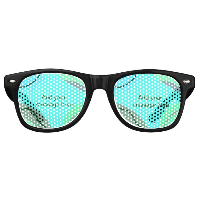 Lunettes De Fête Retro Bleu vert noir pastel abstrait ajouter nom texte d (Devant)