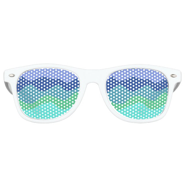 Lunettes De Fête Retro Bleu vert Vagues couleur dégradé (Devant)