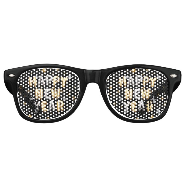 Lunettes De Fête Retro Bonne année noir or (Devant)