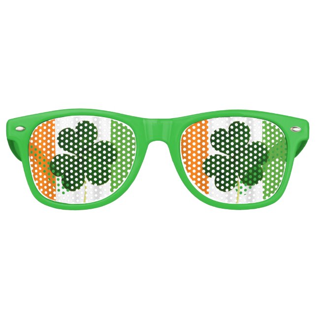 Lunettes De Fête Retro Bonne St. Patrick's Day Irlandais Drapeau Shamrock (Devant)