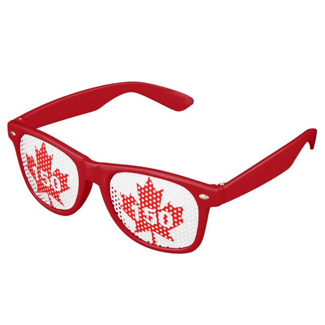 Lunettes De Fête Retro Canada 150 Feuille d'érable personnalisable (Angulaire)