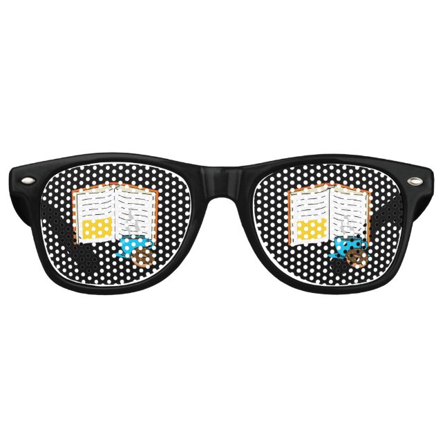 Lunettes De Fête Retro Caricature de café et de beignets (Devant)