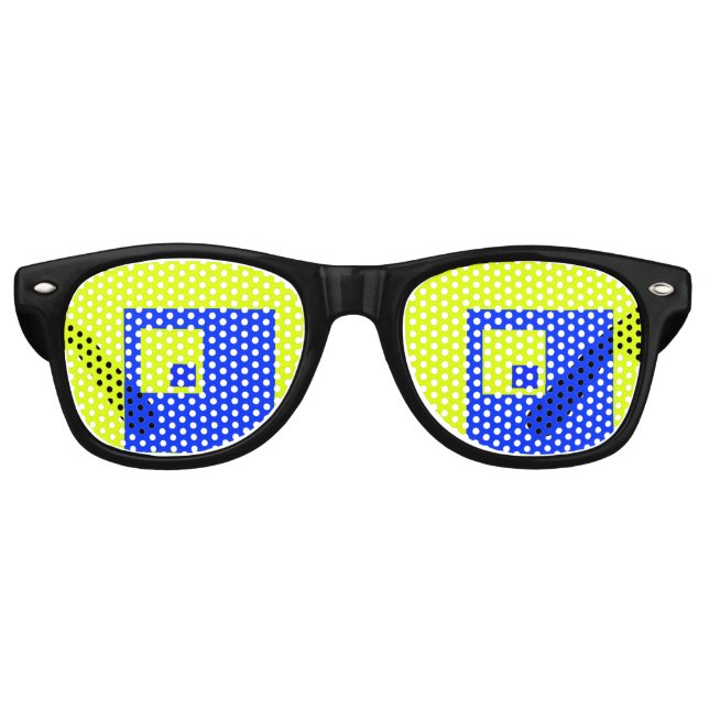 Lunettes De Fête Retro Carré jaune et bleu (Devant)
