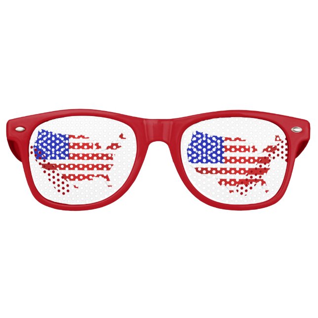 Lunettes De Fête Retro Carte du drapeau américain des États-Unis d'Amériq (Devant)