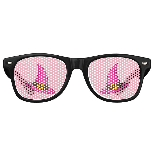 Lunettes De Fête Retro Casquette de sorcière rose (Devant)
