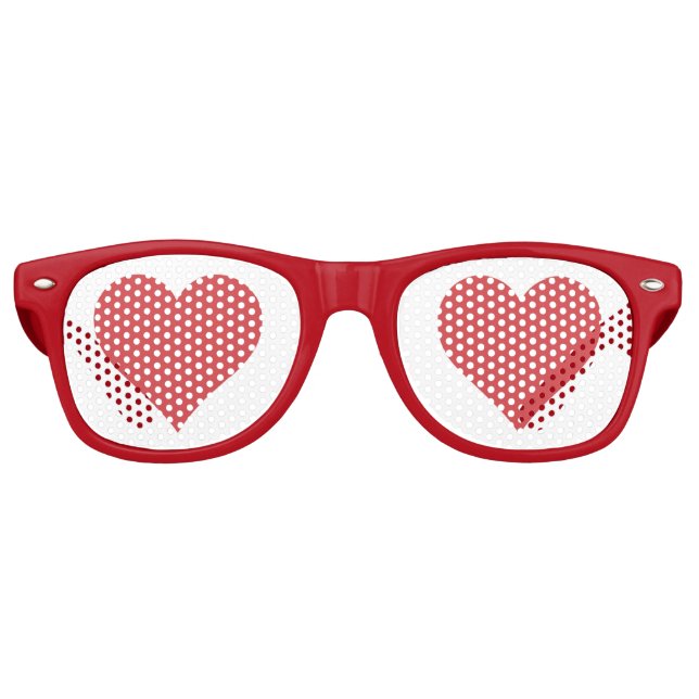 Lunettes De Fête Retro Célébration de la Journée du Cool du Coeur Rouge (Devant)