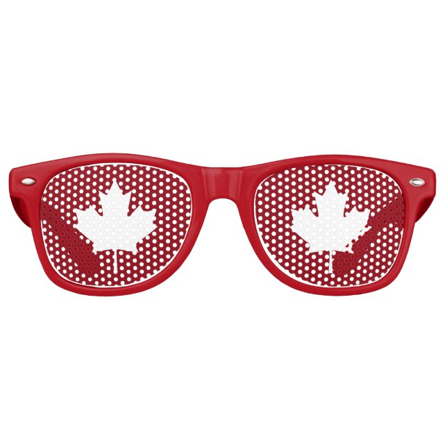 Lunettes De Fête Retro Chambres Canada Maple Leaf (Devant)