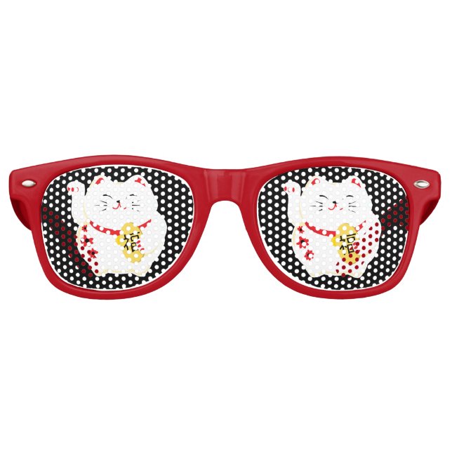 Lunettes De Fête Retro Chat chanceux Maneki Neko  (Devant)