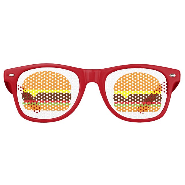 Lunettes De Fête Retro Cheeseburger Funny Restauration rapide (Devant)