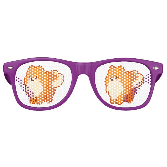 Lunettes De Fête Retro Chien mignon Kawaii Pomeranian (Devant)
