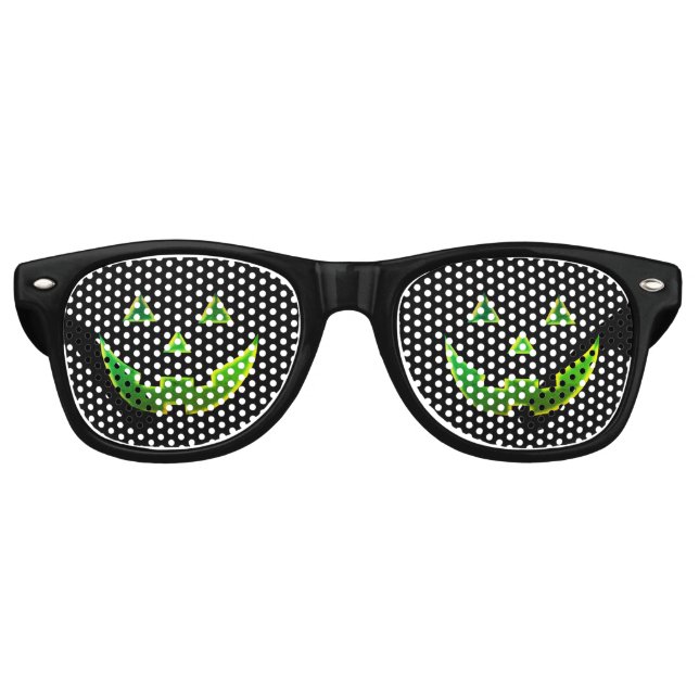 Lunettes De Fête Retro Citrouille Jack-o'-lantern noir néon vert Hallowee (Devant)