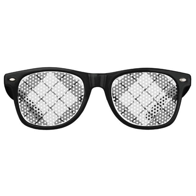 Lunettes De Fête Retro Clan MacFarlane Tartan noir et blanc (Devant)