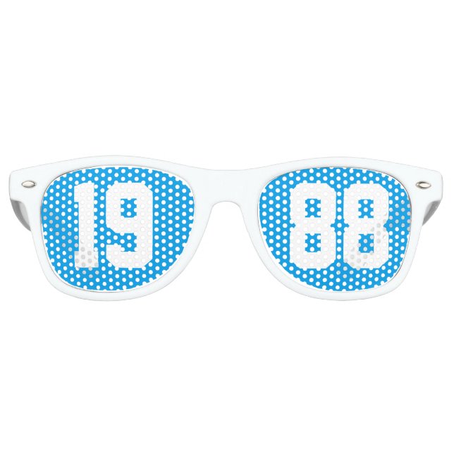 Lunettes De Fête Retro Classe de 1988 35ème Lycée Réunion Bleu Blanc (Devant)